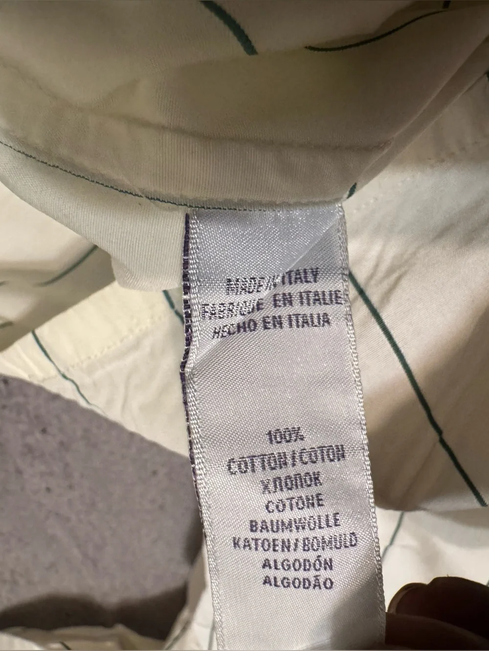 Ralph Lauren Purple Label Men's XL Green Stripe Dress Shirt Made in Italy Cotton